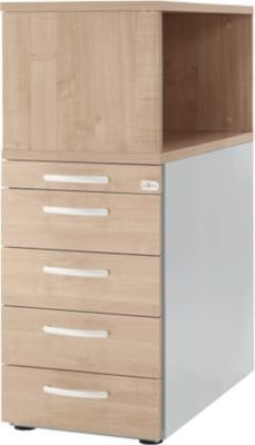 Schäfer Shop Genius Standcontainer mit Aufsatzregal, abschließbar, Eiche/Weiß - Bild 1