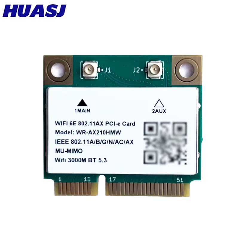 HUASJ WiFi 6E Mini PCI-E WLAN Modul AX210HMW mit 5374Mbps Tri Band und MU-MIMO 2x2 für Desktop und Laptop - Bild 2