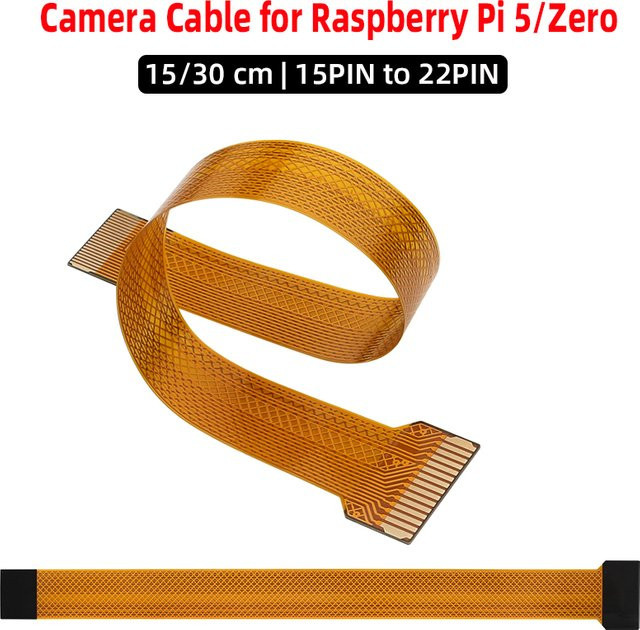 SHCHV FFC Kamerakabel 15-polig auf 22-polig für Raspberry Pi 5 und Zero, flexibles Flachkabel in Orange für 5MP und 8MP Kameramodule - Bild 1