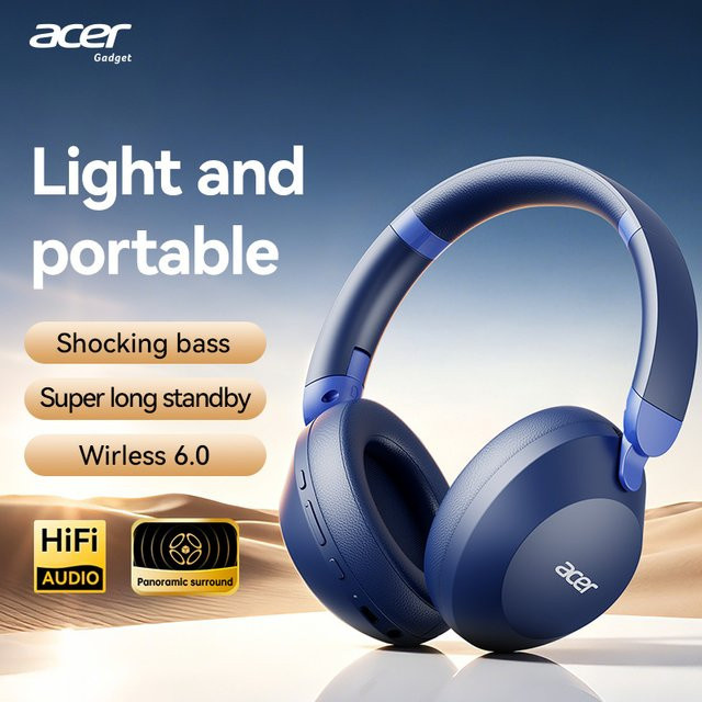 Acer Ohr653 Over-Ear-Bluetooth-Kopfhörer in Blau mit Geräuschunterdrückung und 50 Stunden Akkulaufzeit - Bild 1