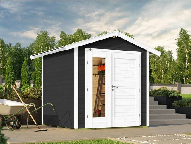 Weka Holz-Gartenhaus 224 A mit Satteldach in Anthrazit und moderner Doppeltür aus Massivholz, B/T/H: 205 x 209 x 205 cm - Bild 1