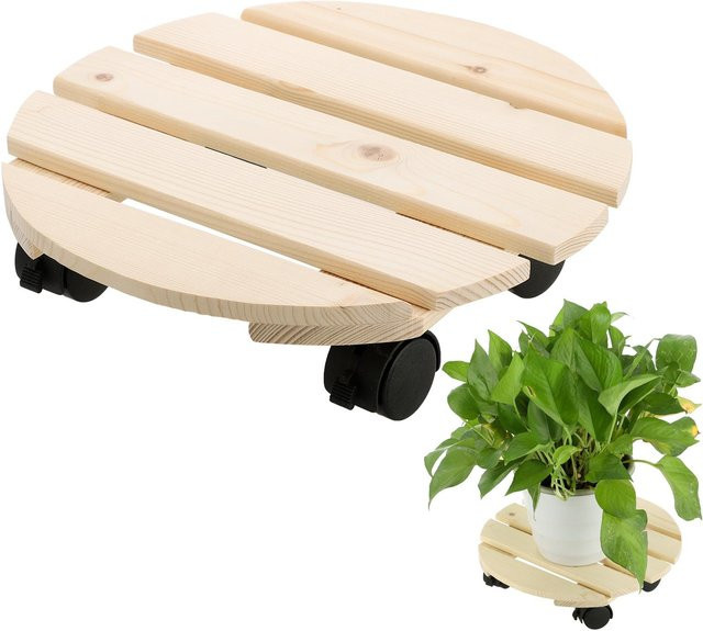 Tooarts Pflanzenständer Indoor und Outdoor als freistehendes Blumenregal mit Rollen in Beige - Bild 1