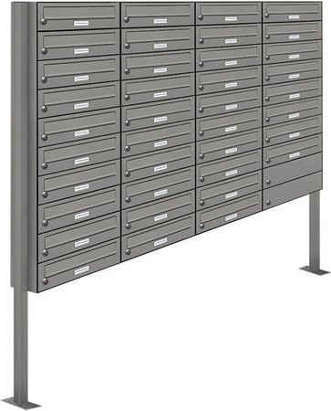AL Briefkasten für 38 Parteien, freistehendes Briefkasten-System, grau, B/H/T: 161,2 x 170 x 27,5 cm - Bild 1
