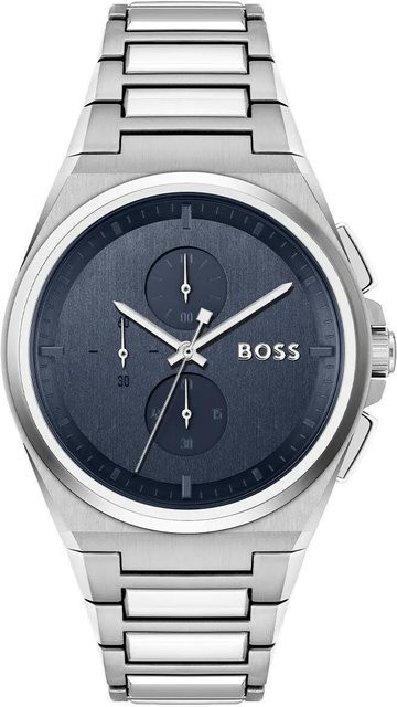Hugo Boss Chronograph, Herrenuhr, Edelstahl, Blau, Quarz, 45,8 mm - Bild 1