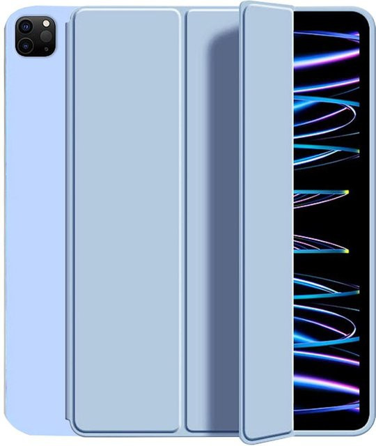 Schutzhülle für iPad Pro 12.9 (2021) mit dreifach faltbarem Stand und weicher TPU-Rückschale in Blau - Bild 1