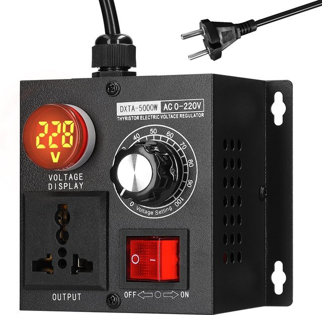 Rainbow Rain Stufenloser Spannungsregler 5000W Lichtdimmer Temperaturregler und Geschwindigkeitsregler in Schwarz für AC 110V/220V - Bild 1