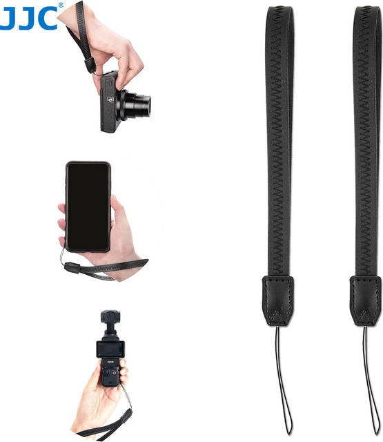 JJC 2er-Pack Leder-Handschlaufen in Schwarz, verstellbare Handgelenkschlaufen für DJI Osmo Action 4, DJI Osmo Action 3 und Insta360 Smartphones - Bild 1