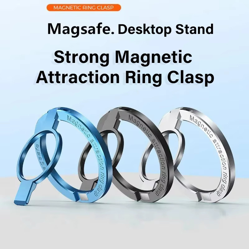 WSSHE Magnetischer Ring-Telefonständer Serie Legierung in Blau, faltbarer Magsafe Schreibtisch-Schnallenhalter und abnehmbare Handy-Halterung für iPhone 15, 14, 13, 12 - Bild 3