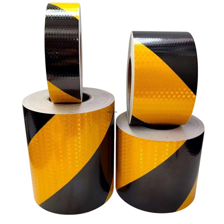 Satop Cinta Reflektierendes Klebeband Gelb-Schwarz mit Twill-Muster, wasserdichter Sicherheitswarn-Reflektoraufkleber, Breite: 5 cm, 10 cm, 15 cm oder 20 cm, Länge: 5 m - Bild 2