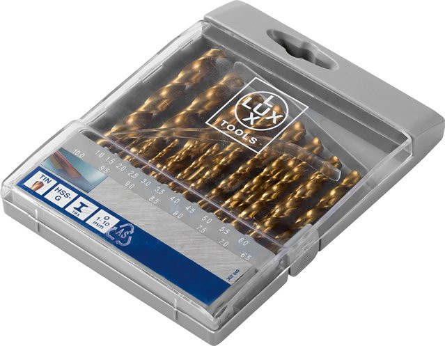 LUX-TOOLS Spiralbohrer-Set 20-teilig aus Stahl in Gold - Bild 1