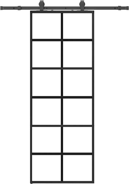 vidaXL Schiebetür aus ESG-Glas in Schwarz mit Beschlag, Breite: 76 cm, Höhe: 205 cm - Bild 1