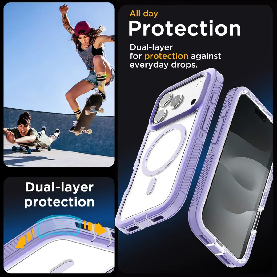 Matte Klare Magnetische OTT-Handyhülle für iPhone 17 16 15 14 Plus 13 Pro Max mit rutschfestem Griff und kabelloser Ladefunktion in Transparent, Pink oder Purple - Bild 3
