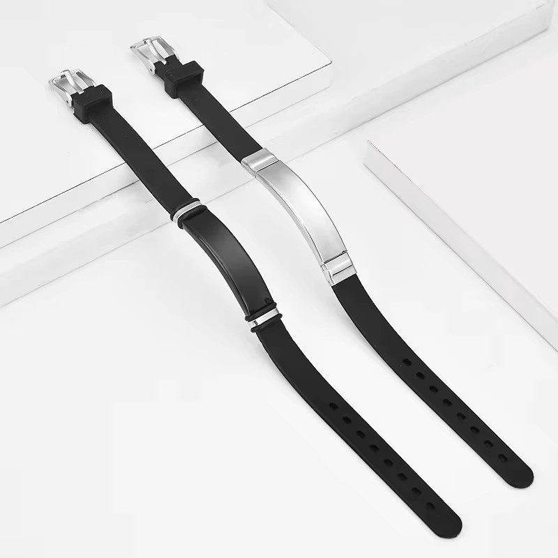 YiYuYiHua Armbänder, Edelstahl, Silikon, Unisex - Bild 3