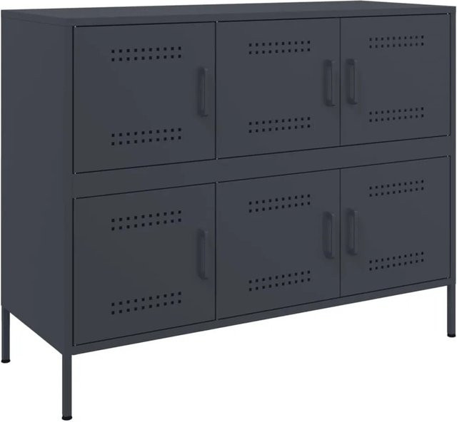 vidaXL Sideboard im Industrie-Stil aus kaltgewalztem Stahl in Anthrazit matt, B/T/H: 100,5 x 39 x 79 cm - Bild 1