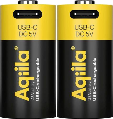 Aqiila CR123A Li-Ion Spezial-Akku 3V mit 750 mAh, 2er-Pack in Gelb - Bild 1