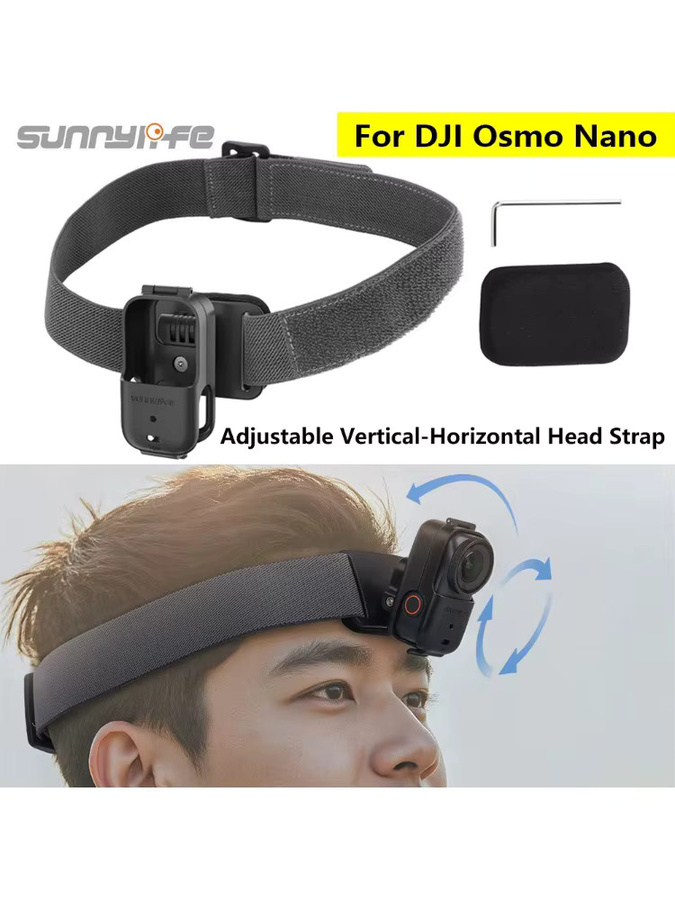 Sunnylife Kopfbandhalterung für DJI Osmo Nano Kamera in Schwarz mit verstellbarem Gürtel für vertikale und horizontale Aufnahmen - Bild 5