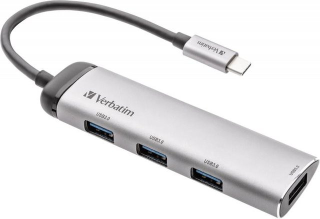 Verbatim USB-C Multiport-Hub mit 4x USB 3.2 Gen 1 Anschlüssen, Grau - Bild 1