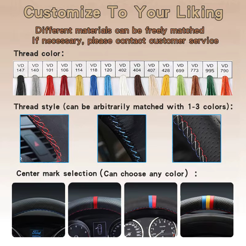 WUNHKF Lenkradbezug aus Mikrofaser-Leder in Schwarz für Mazda 3 Axela, Mazda 6 Atenza, Mazda 2, CX-3, CX-5 - Bild 4