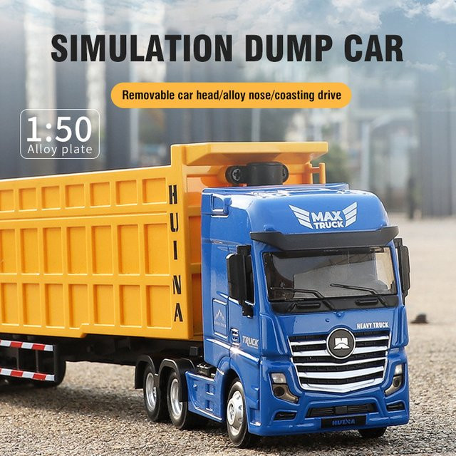 Huina Muldenkipper LKW Modell, 1:50, Metall, Gelb - Bild 1