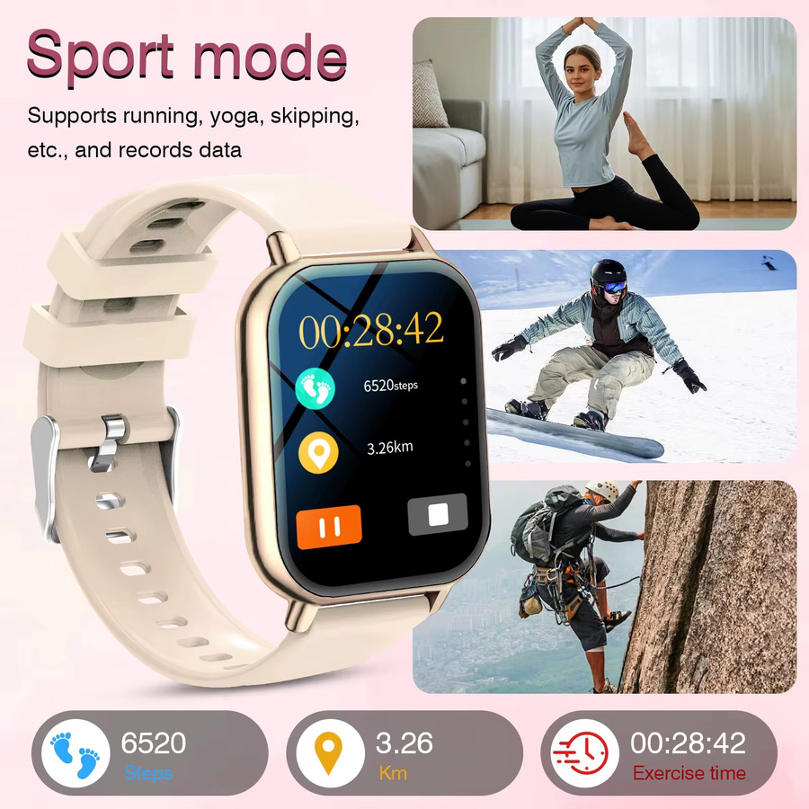 LAXASFIT Smartwatch mit Bluetooth, Anruffunktion, Nachrichtenerinnerung und Schlafmonitor in Schwarz für Damen und Herren - Bild 3