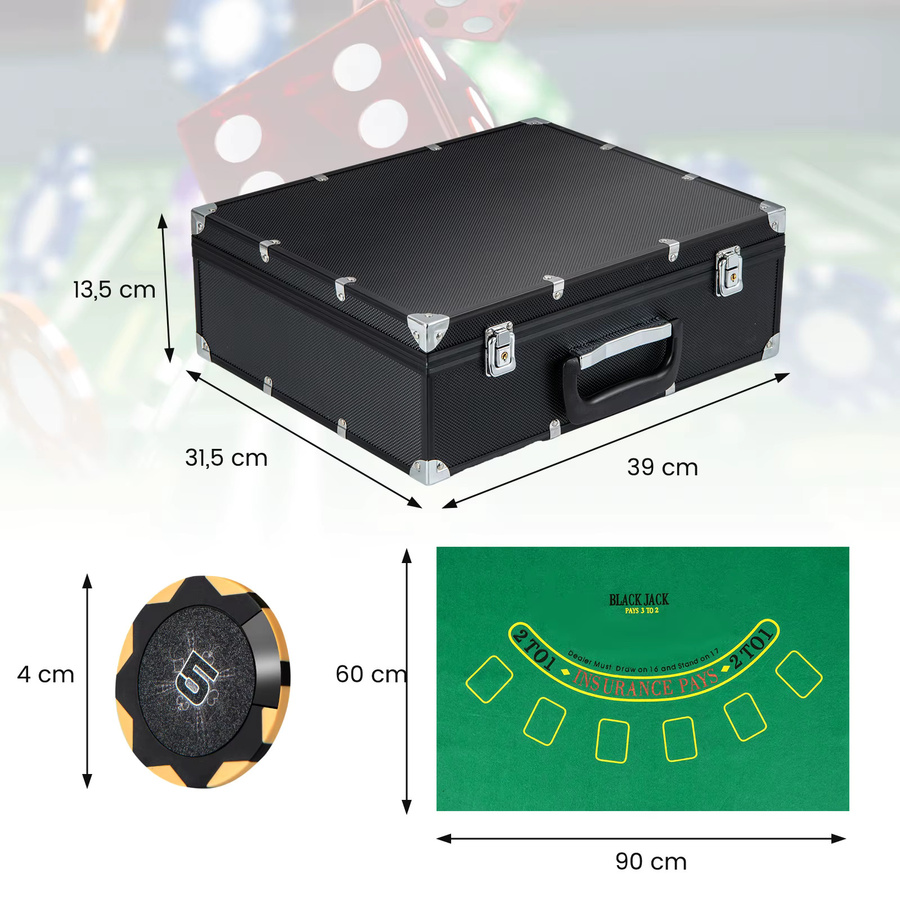 GOFLAME Poker-Set, mit 300 Chips, Poker-Etui, Kartenmischer - Bild 2