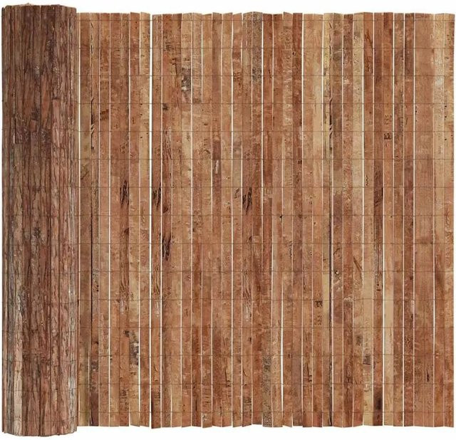 vidaXL Rindenzaun aus Holz in Braun, B/H: 400 x 125 cm - Bild 1
