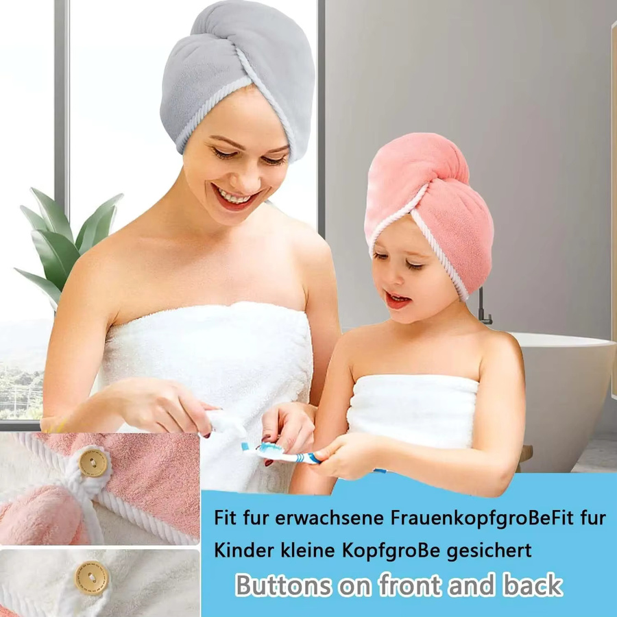 Doppelt verdicktes Haarhandtuch aus 100 % Mikrofaser als Haarhandtuchwickel für Frauen in Blau - Bild 2