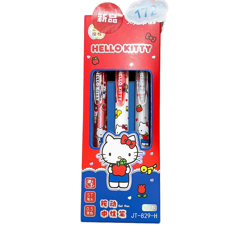 Sanrio Kawaii Gel-Stifte Set mit Hello Kitty, Cinnamoroll und Kuromi, 3 Stück, 0,5 mm, Schwarz - Bild 2