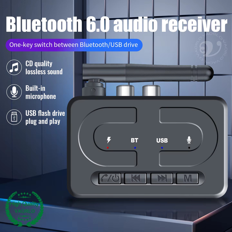VAORLO Bluetooth 6.0 Audio-Empfänger in Schwarz mit 3,5-mm-AUX, RCA und USB-Wiedergabe für HiFi-Stereo-Systeme und Verstärker - Bild 3