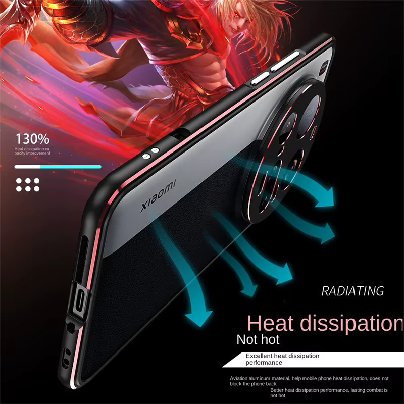 Xiaomi 15 Ultra Bumper Hard Cover mit Kamera Objektiv Schutz aus Aluminium Rahmen in Schwarz oder Rot - Bild 3