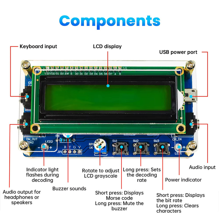 Voktta DIY Morse Cipher Decoder Elektronisches Fertigungsset mit Lose Leiterplatte, DC 5V, Multicolour - Bild 4