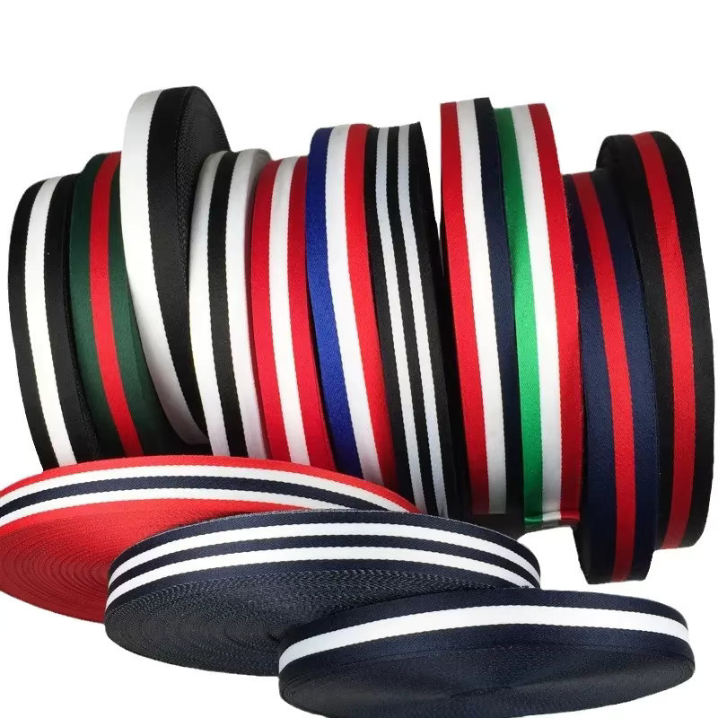 Dreifarbig gestreiftes, besticktes und verdicktes gewebtes Band in Multicolour für Rucksäcke und Medaillengurte, 5 Yards Länge - Bild 7