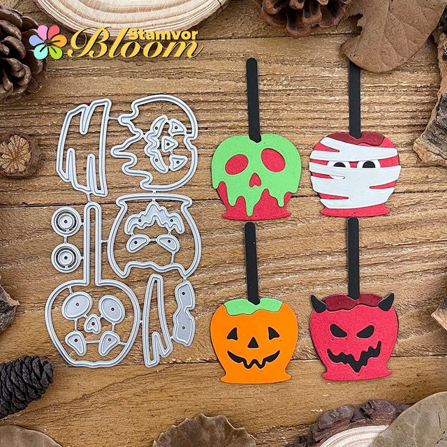 Metall Stanzformen für Scrapbooking und Prägung mit Halloween Motiven wie Kürbis, Mumie und Dämon - Bild 1