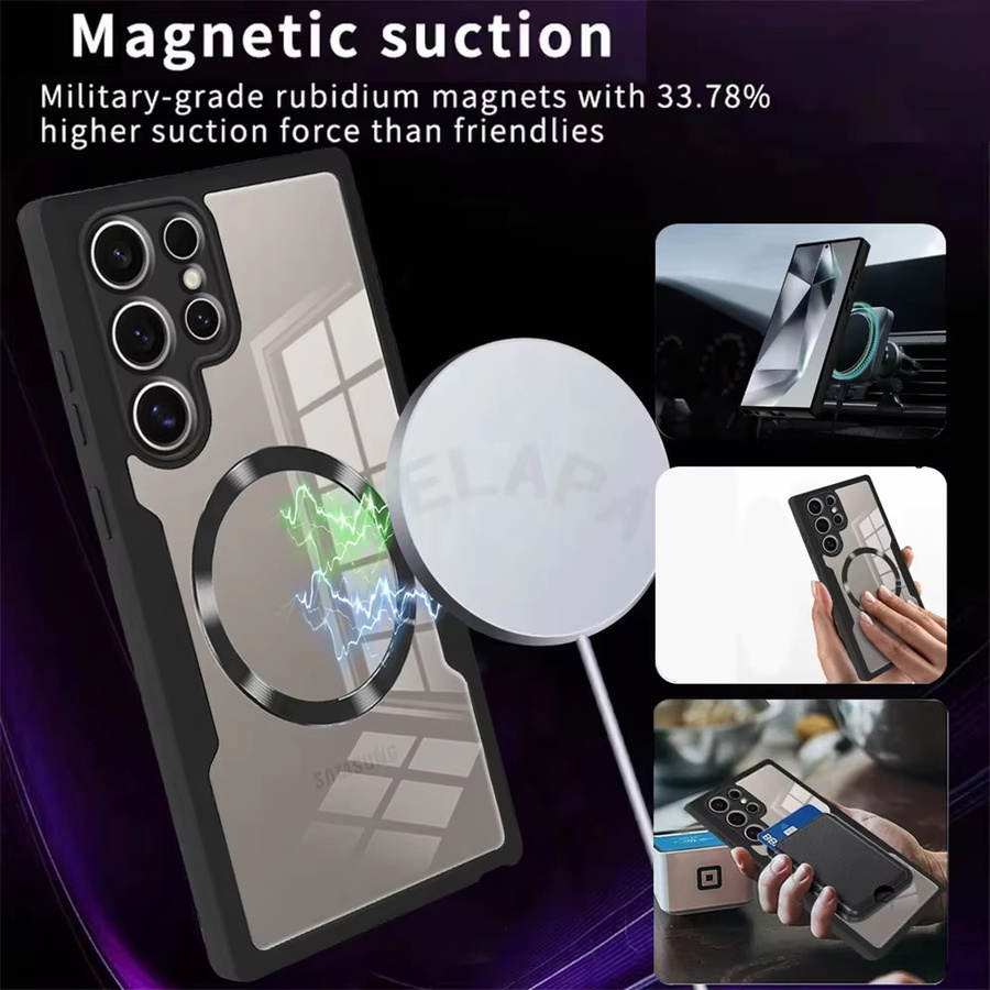 Transparente Magnetische Vollabdeckung für Samsung Galaxy S26 S25 S24 Ultra S23 FE S22 mit PET-Displayschutz und Kameraschutz - Bild 1