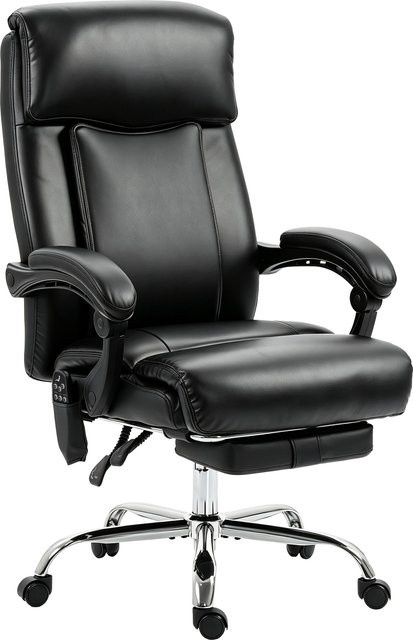 Aosom HOMCOM Massage-Bürostuhl mit Vibrations- und Heizfunktion, ergonomischer Bürostuhl aus PU-Leder in Schwarz mit ausziehbarer Fußstütze und höhenverstellbarer Rückenlehne - Bild 1