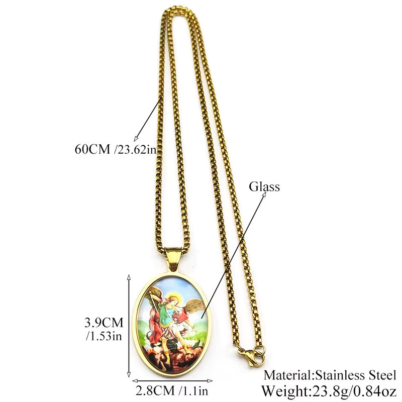 SAINT MICHAEL Anhänger Halskette, Edelstahl, Gold, Unisex - Bild 2