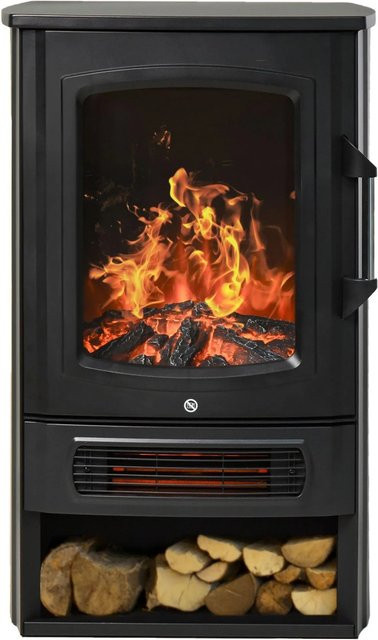 HOMCOM Elektrokamin mit Flammeneffekt und Thermostat in Schwarz, B/H/T: 44,5 x 74 x 32,1 cm - Bild 1