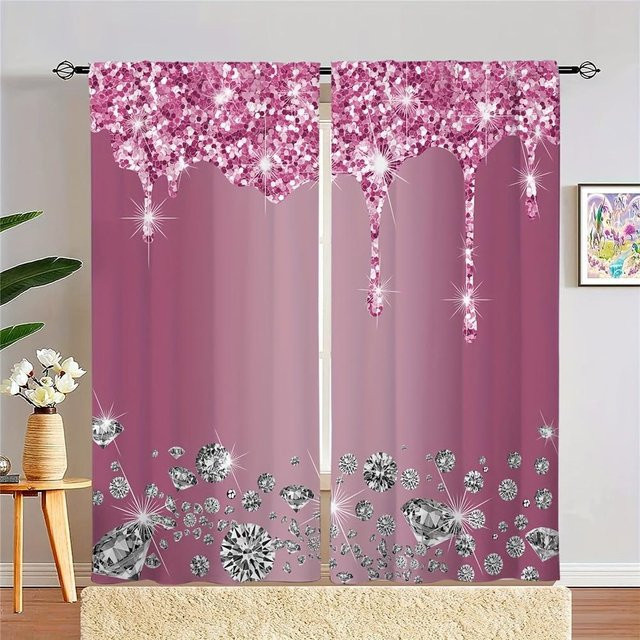 Yiran Furniture Fenstervorhang 2er-Set mit Streifen-Design in Rot und Schwarz, halbtransparent, Breite: 50 cm, Höhe: 130 cm - Bild 1