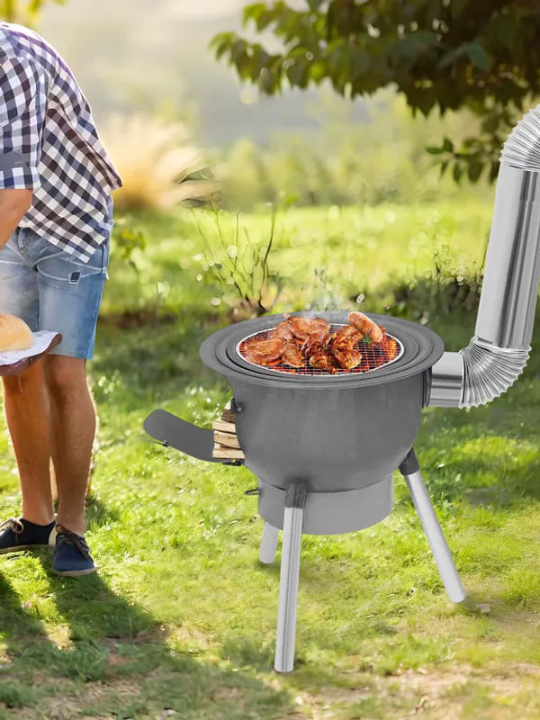 Bymaocar Holzofen aus Stahl in Silbergrau, hitzebeständig bis 800 °C und belastbar bis 100 kg - Bild 4