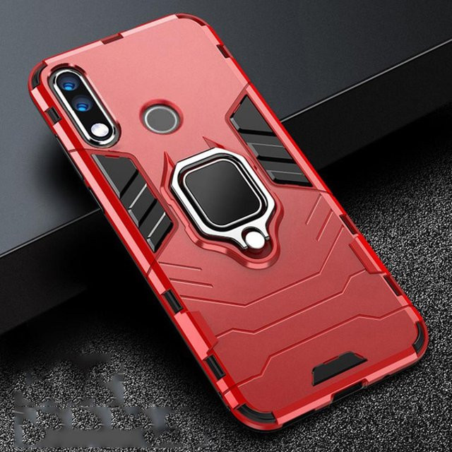 Premium Armor Handyhülle für Honor 9X STK-LX1 mit Metallringhalter in Rot - Bild 1