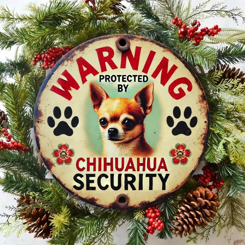 Potdemiel Vintage Chihuahua Guard Warnschild aus Eisen als dekorativer Wandbehang - Bild 3