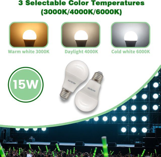 Gatetop LED Lampe E27 mit 15W und Daylight 4000K für Wohnzimmer und Tischleuchten - Bild 1