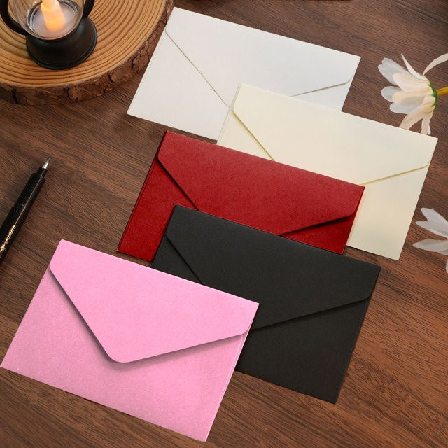 50 Stück klassische Fensterumschläge aus Papier in Pink für Hochzeitseinladungen und Geschenke - Bild 1