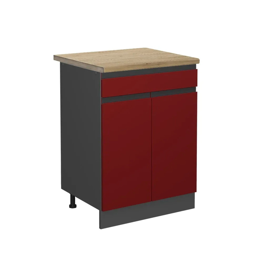Vicco Küchenunterschrank R-Line Schubladenschrank in Rot/Anthrazit mit Eiche-Optik, B/T/H: 60 x 27,02 x 81,6 cm - Bild 2