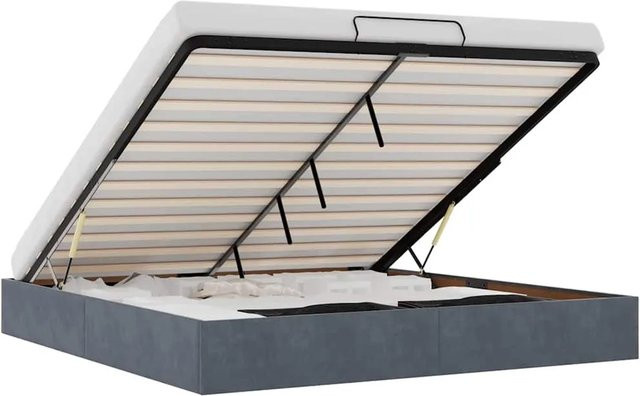 vidaXL Ottoman-Bett aus Samt in Dunkelgrau mit Lift-up-Funktion, B/T: 200 x 200 cm - Bild 1