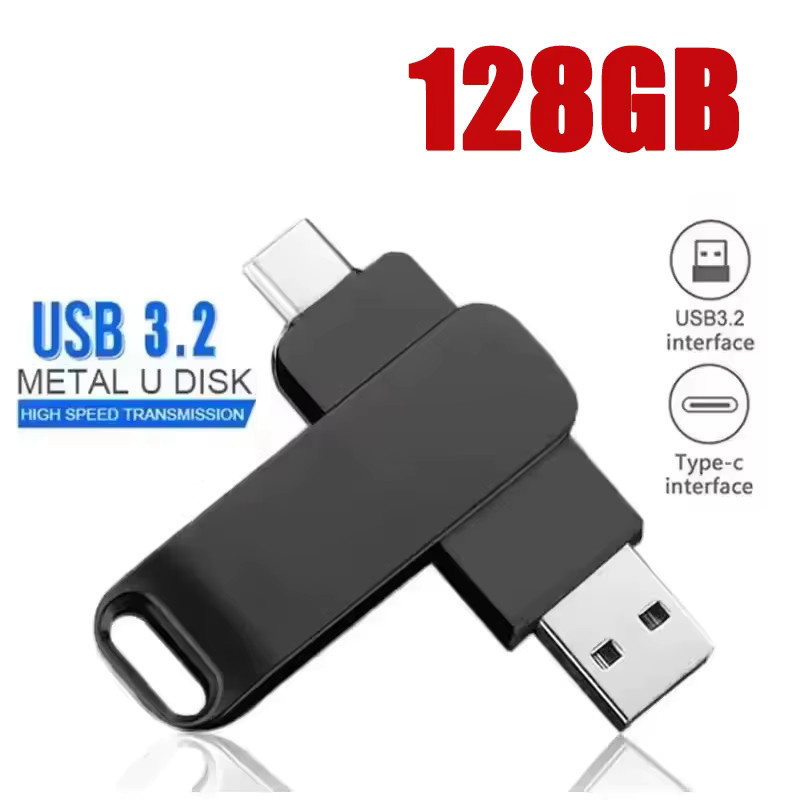 Lenovo USB 3.2 2-in-1 Flash-Laufwerk mit USB-C OTG, 128 GB, Schwarz/Silber - Bild 6
