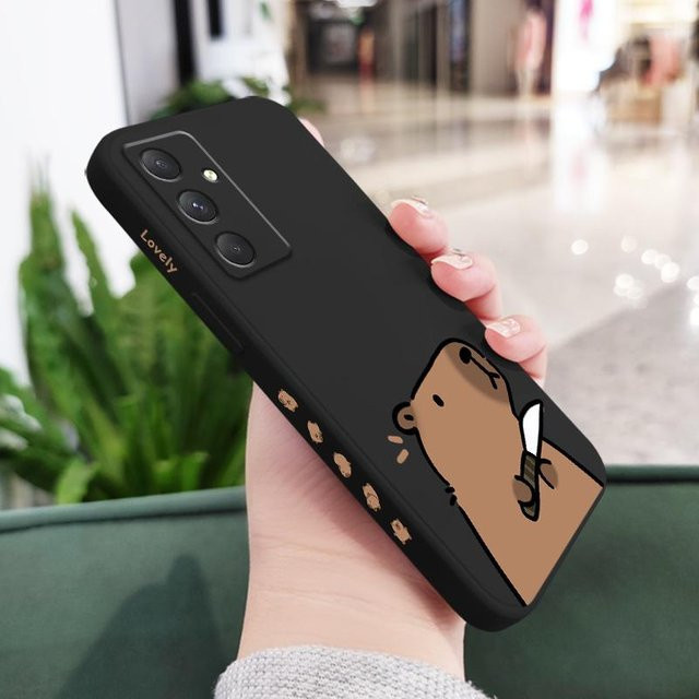 Clevere Capybara Handyhülle für Samsung Galaxy A55 A35 A25 A15 A56 A36 A26 A16 A06 A05 A05S A54 A34 A24 A14 A04 A04S A04E 4G 5G in Schwarz - Bild 1