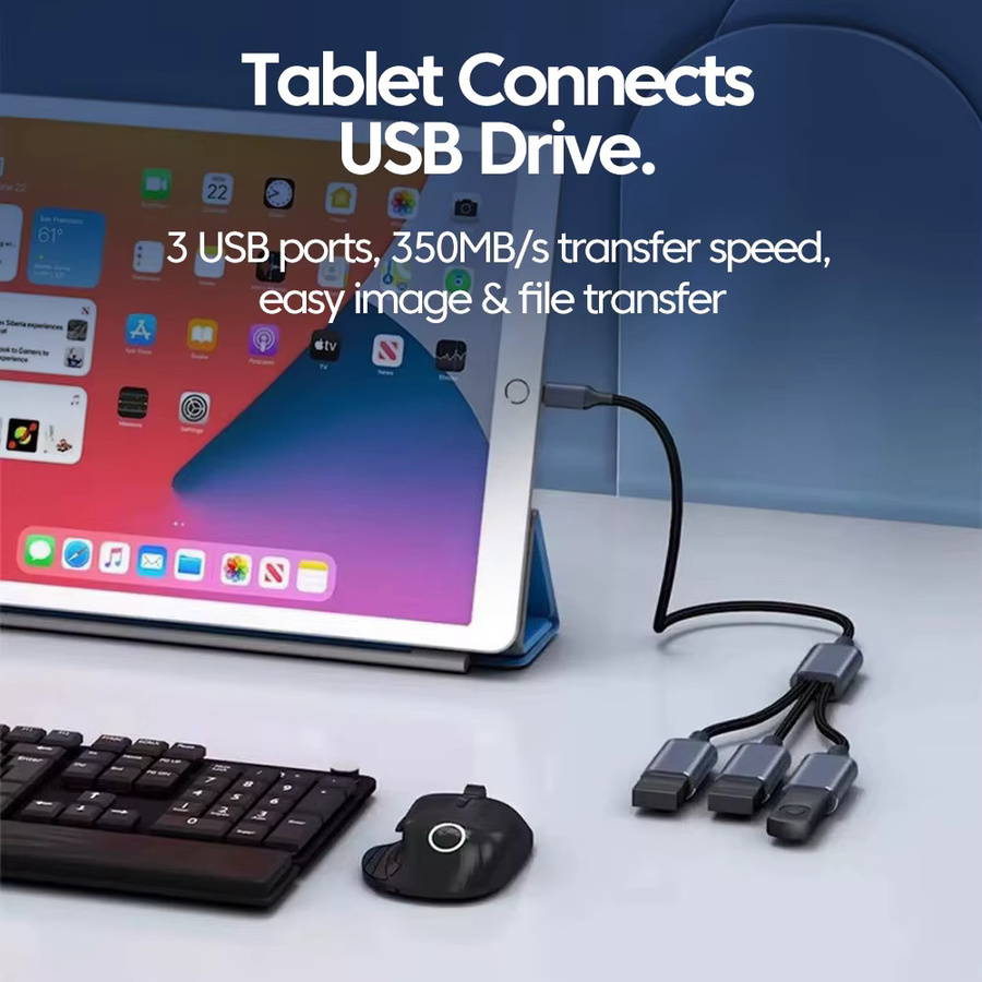 Elough 3-in-1 USB 2.0 auf 3 USB-C Hub-Splitter mit Schnellladefunktion und Datenübertragung als OTG-Konverter für deinen Laptop - Bild 1