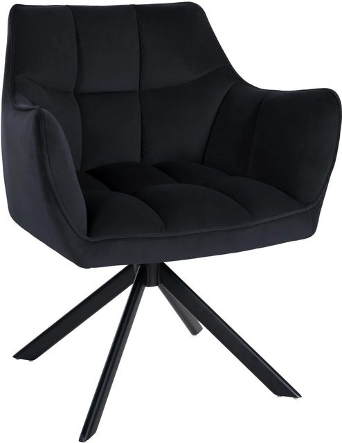 DELUKE Esszimmerstuhl SWING in Schwarz aus Samt mit Metallgestell, H: 81 cm, B: 67 cm, T: 58 cm - Bild 1