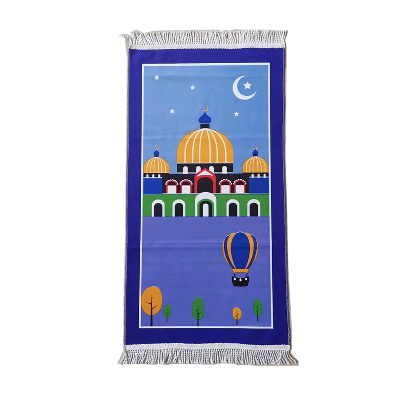 VIKAMA Kinder-Gebetsteppich mit Quasten und orientalischem Motiv, faltbar und tragbar - Bild 2